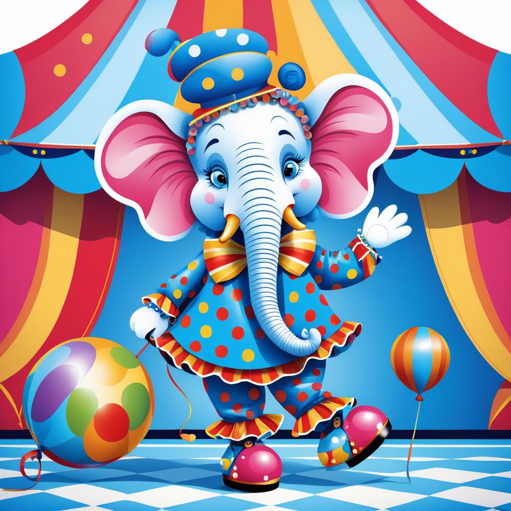 Whimsical Circus Clown Elephant Illustration