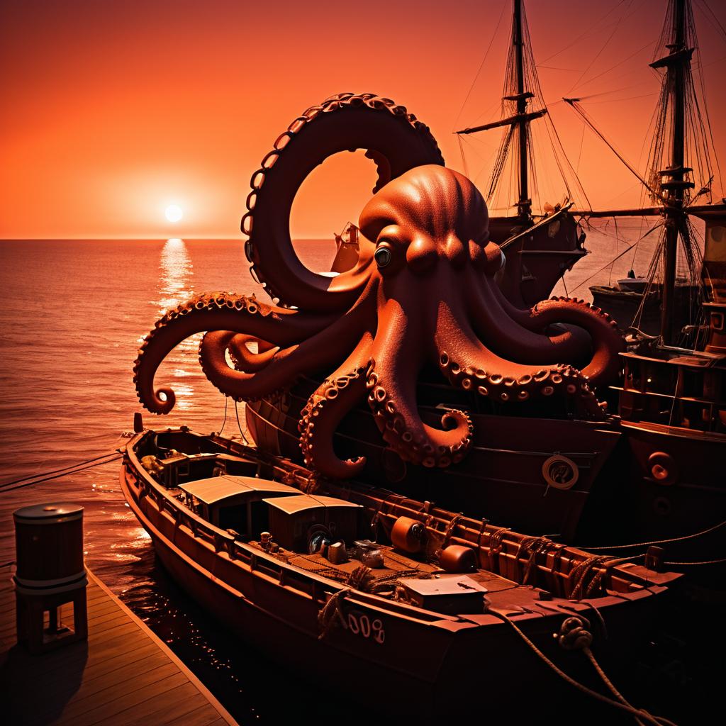 Dramatic Octopus Attack at Sunset