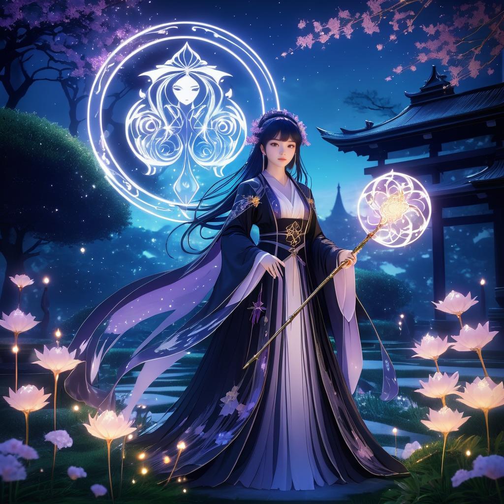 Twilight Sorceress in Enchanted Garden