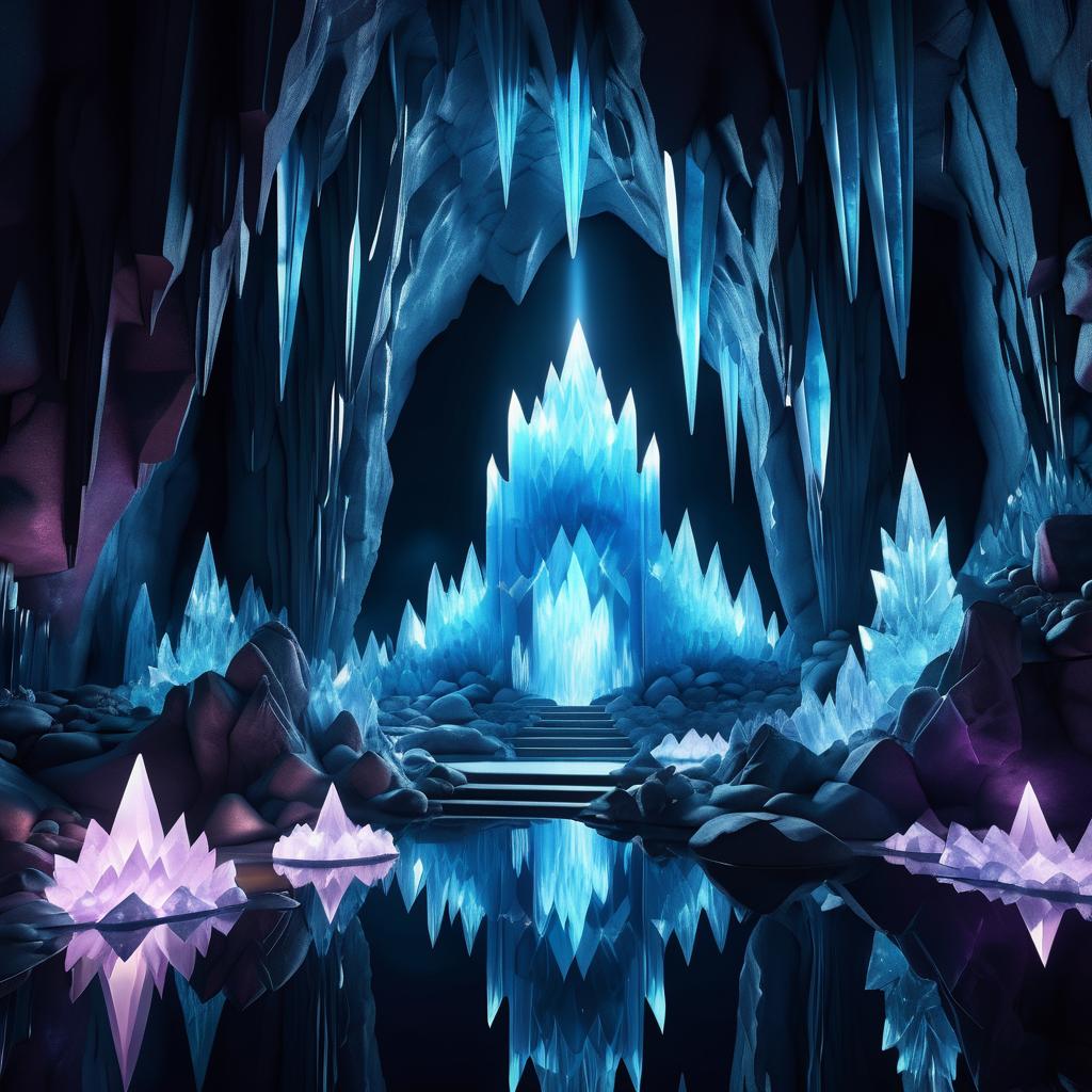 Mystical Crystal Cave 3D Render