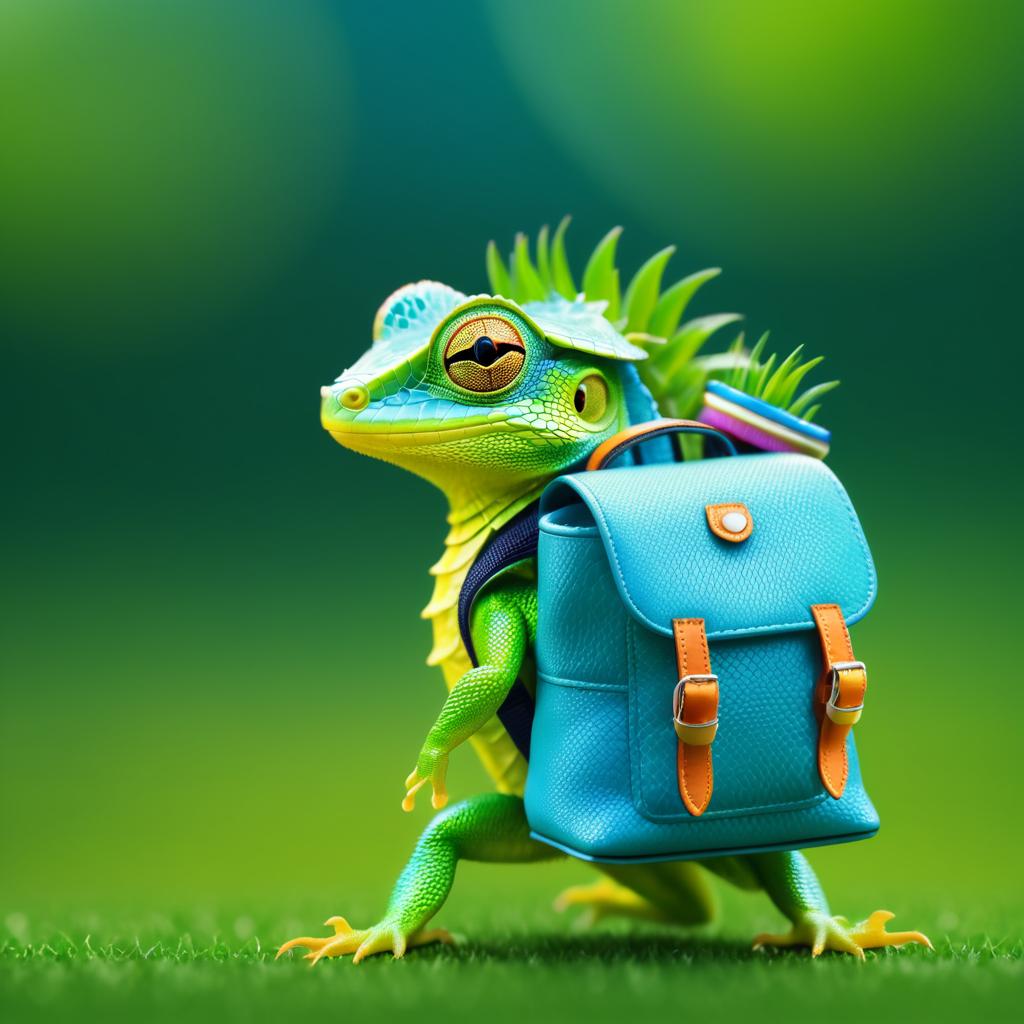 Macro Lizard in Mini Backpack Portrait