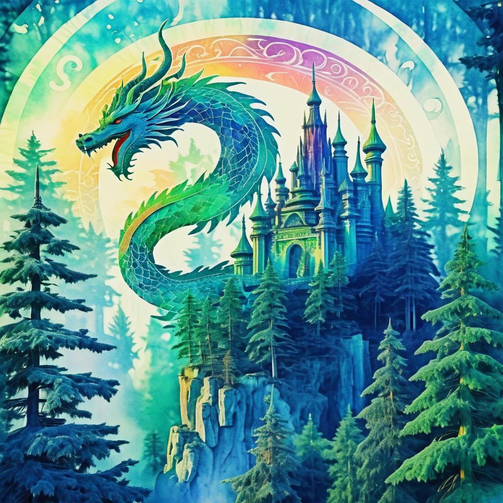 Majestic Dragon Above Mystical Forest