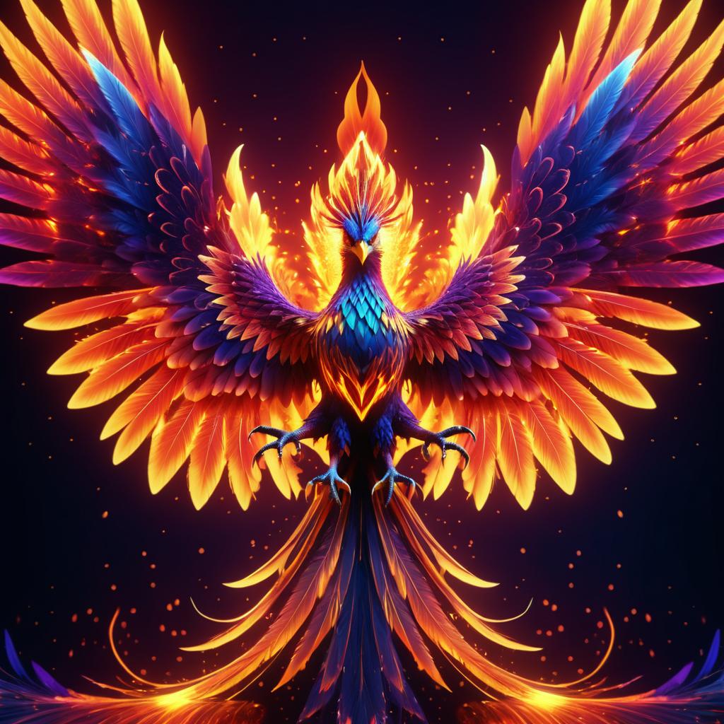 Majestic Surreal Phoenix in Vivid Colors