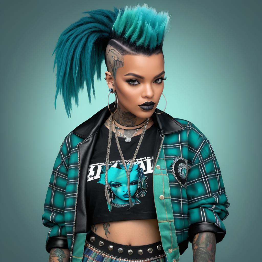 Hyperrealistic Punk Portrait of Rihanna