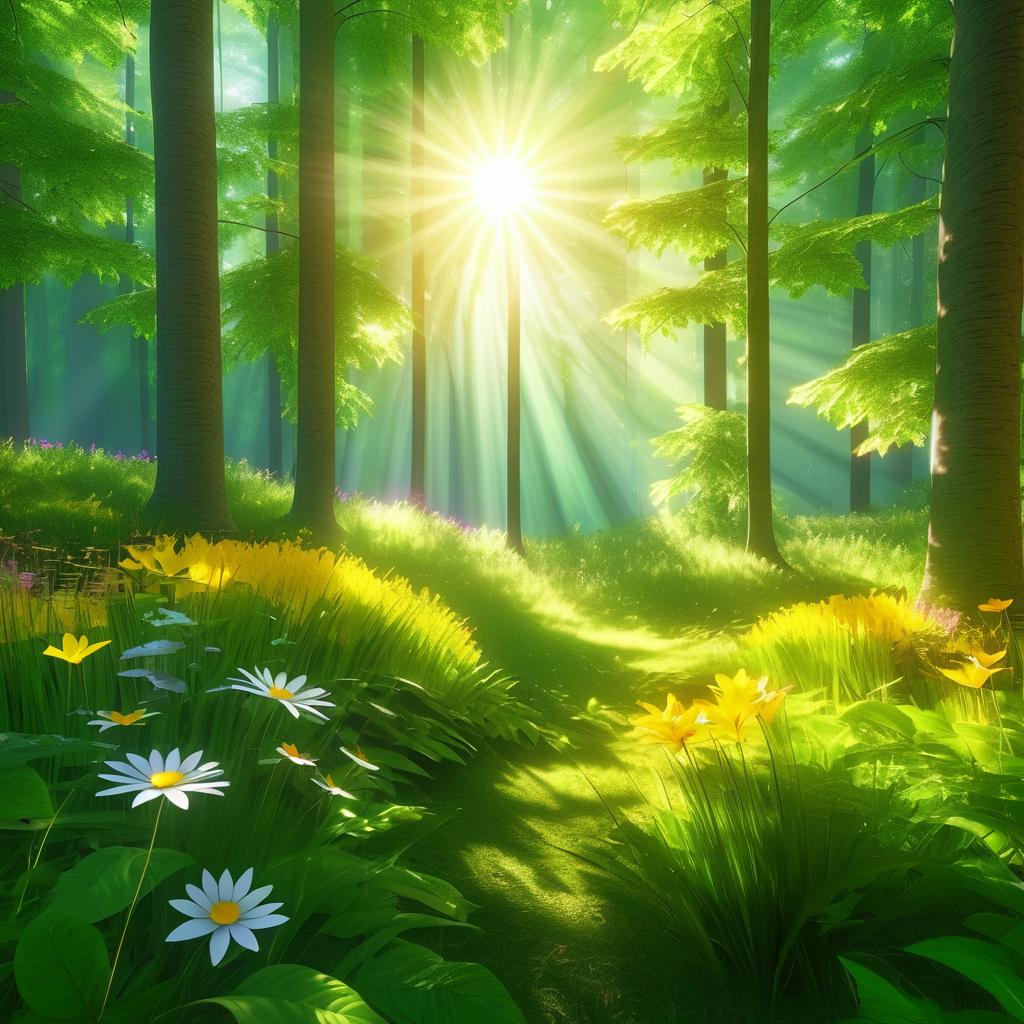 Enchanting Sunlit Forest Glade Render