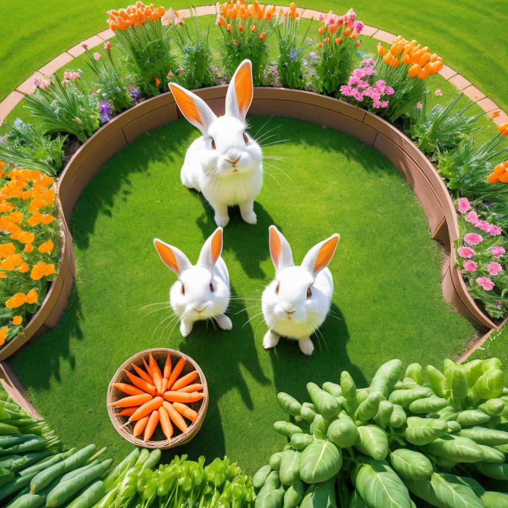 Rabbits in a Colorful Garden Heist