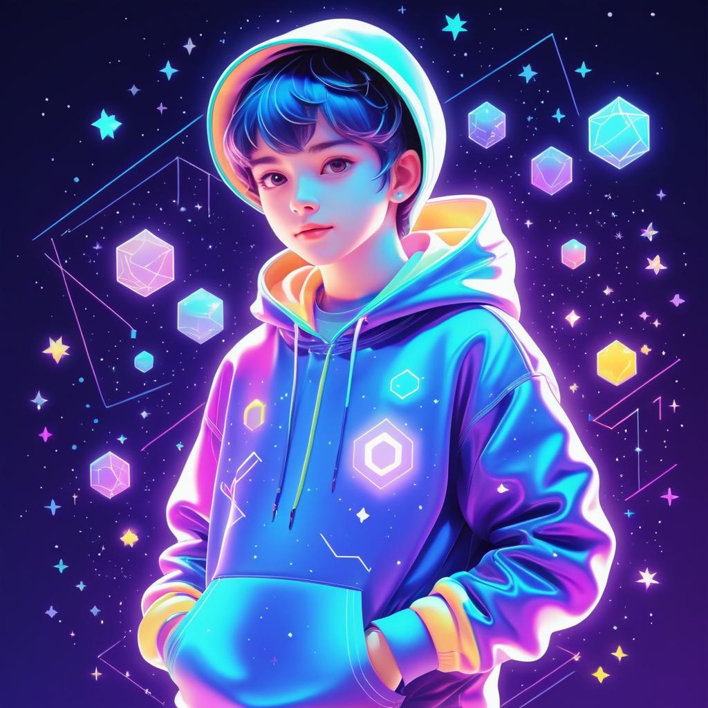 Adorable Isometric Boy in Colorful Hoodie