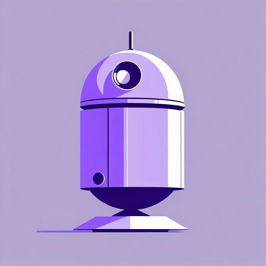 Minimalist Droid Illustration in Lavender Gray