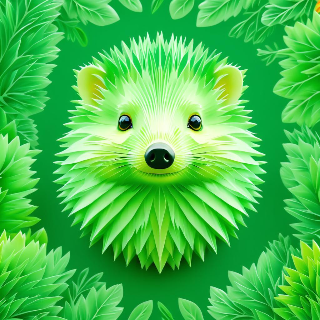 Charming Hedgehog Portrait in Soft Green