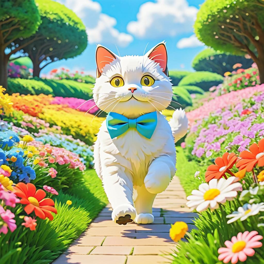 Cheerful Cat in a Vibrant Garden