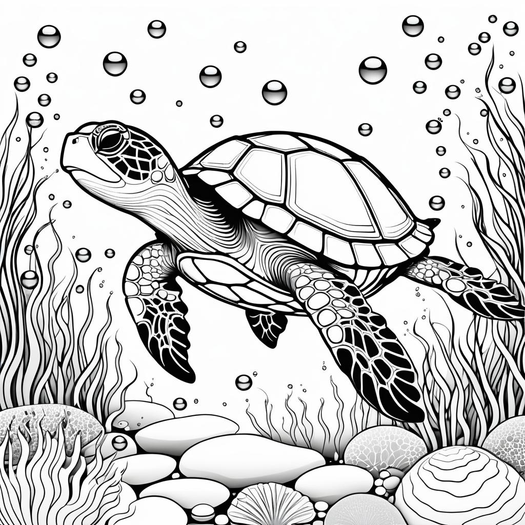 Simple Black and White Turtle Coloring Page