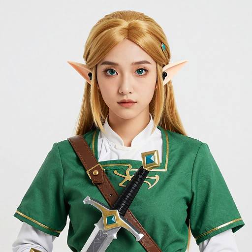 Zelda Character Costume Close-Up With Sword