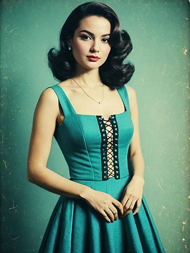 Elegant Woman in Vintage Style Dress