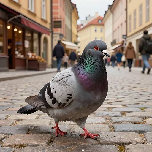 Charming Obese Pigeon in Vintage Town