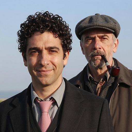 Two Men Portrait with Pipe and Tie
