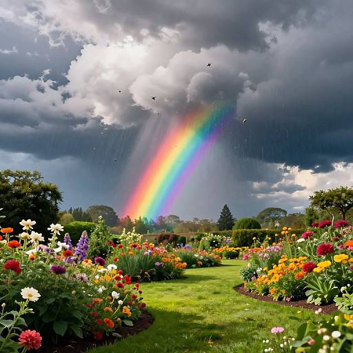 Carnivorous Clouds Over Vibrant Garden
