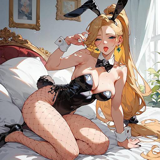 Anime Bunny Girl in Black Outfit