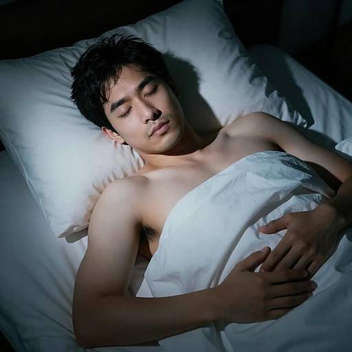 Man in Bed Under Dramatic Light