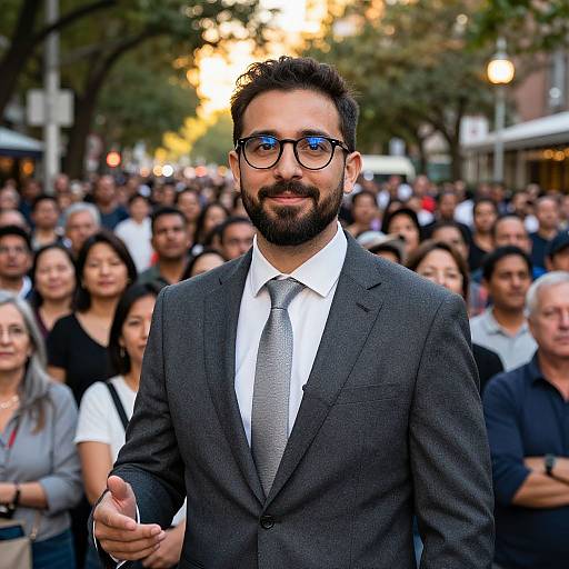 Confident Man Speaking to Crowd