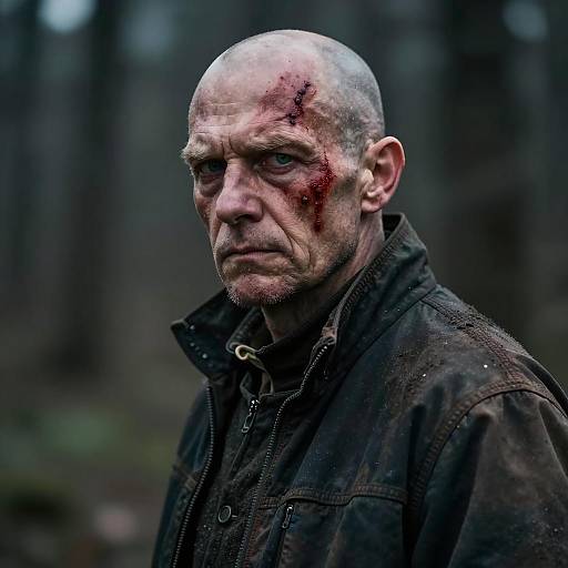 Gritty Portrait of a Scarred Warrior