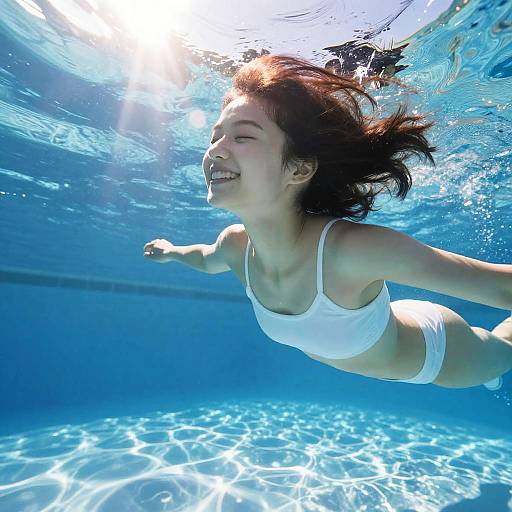 Joyful Shojo Swimming Underwater