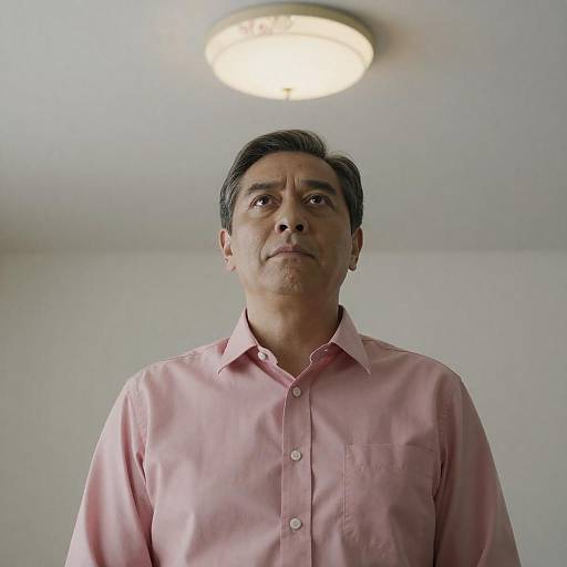 Serious Man Under Floral Ceiling Light