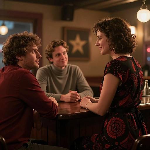 Evening Conversations in a Cozy Bar