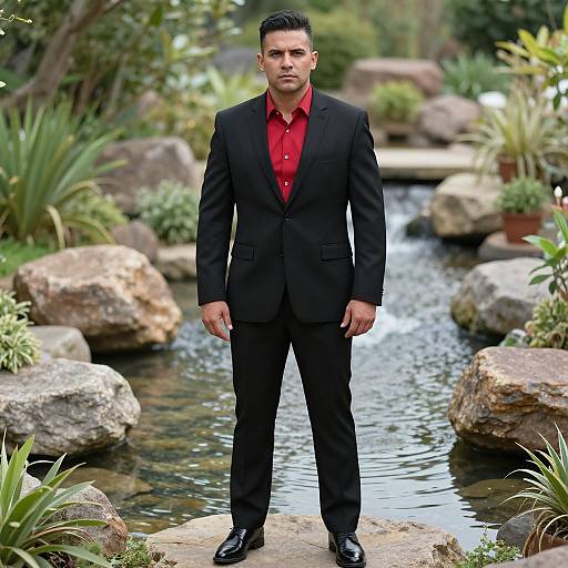 Man in Sharp Suit by Stream