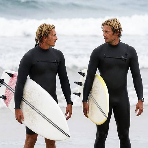 Surfers by the Ocean: A Captivating Moment