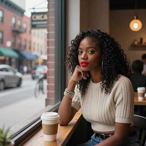 Candid Café Portrait in Cityscape