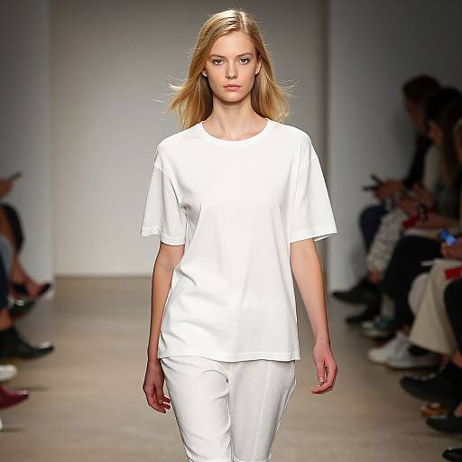 Blonde Model in Minimalist White Ensemble