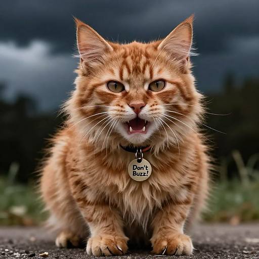 Angry Crimson Kitten in Storm