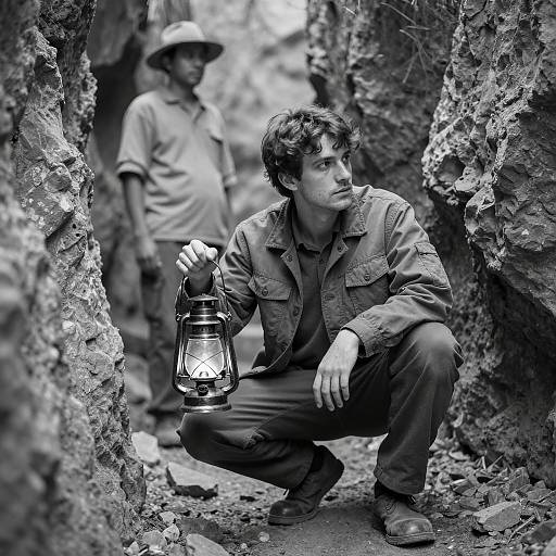 Candid Black and White Lantern Scene