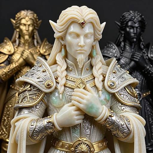 Ivory and Jade Gothic RPG Sculpture