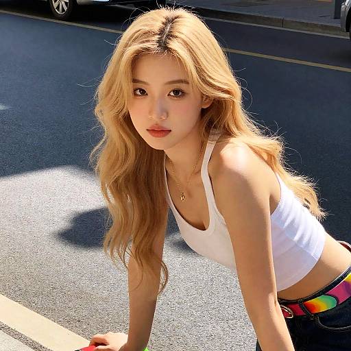 Urban Fashion: Young Woman in Sunlight