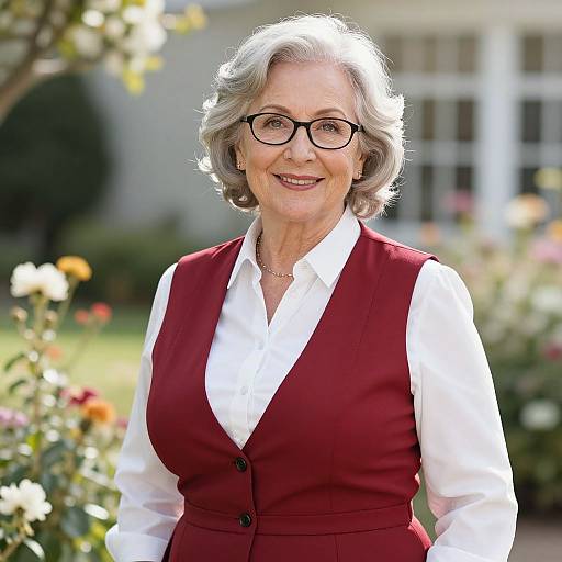 Elegant Elderly Woman in Garden