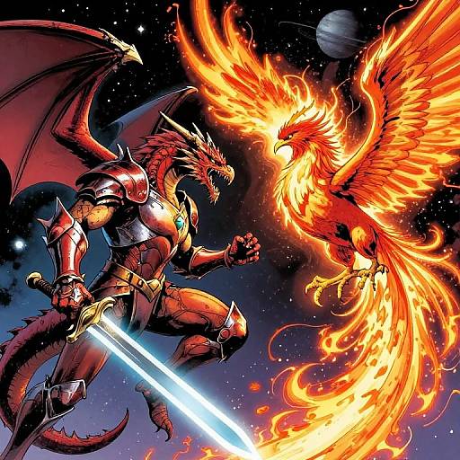 Epic Cosmic Dragon vs Phoenix Battle