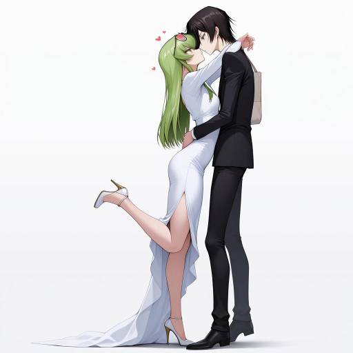 Anime Couple Embracing and Kissing