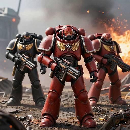 Red and Black Space Marines Battle
