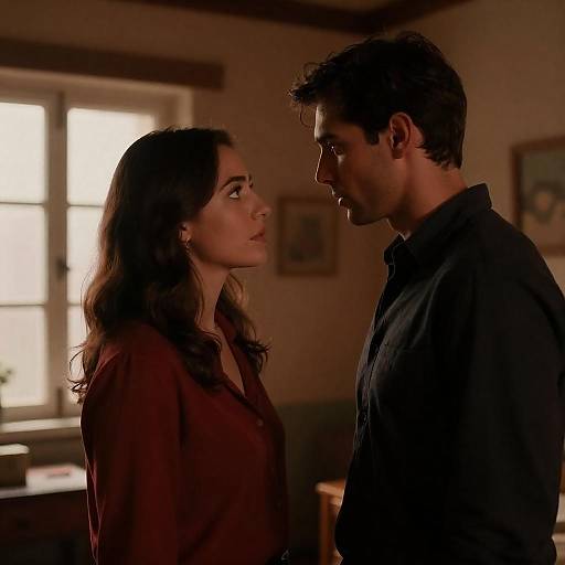 Intense Gaze in Rustic Red Room