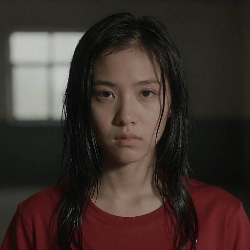 Serious Young Woman in Dim Light