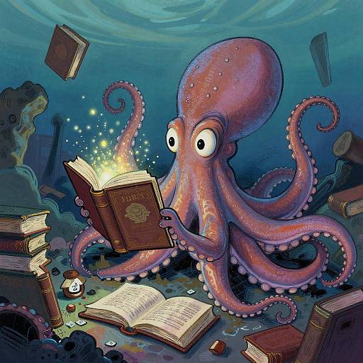Giant Octopus Librarian in Sunken Ruins