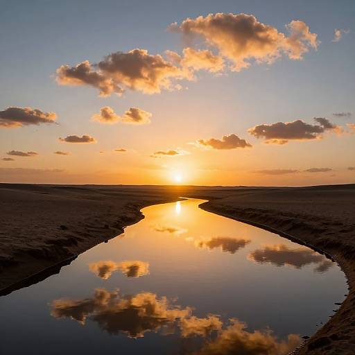 Golden Sunset Over Tranquil Desert