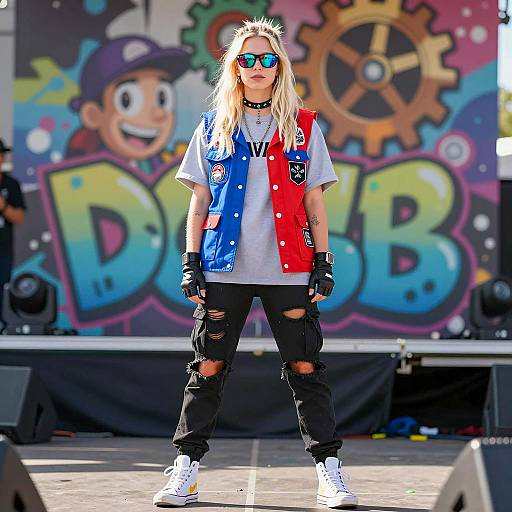 Blonde Punk Style Woman on Stage