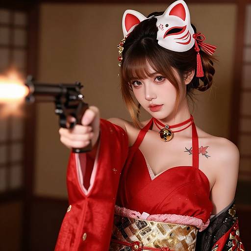 Cinematic Fox Masked Shooter Girl
