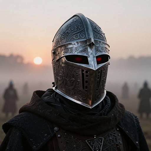 Intricate Knight Mask with Glowing Eyes