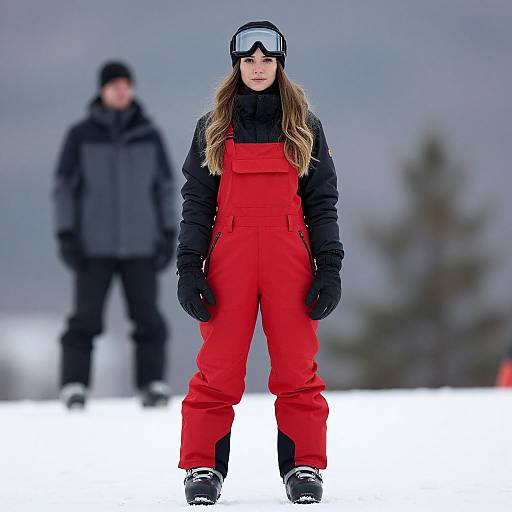Realistic Woman in Ski Wear Outfit