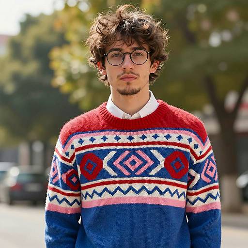 Stylish Young Man in Colorful Sweater