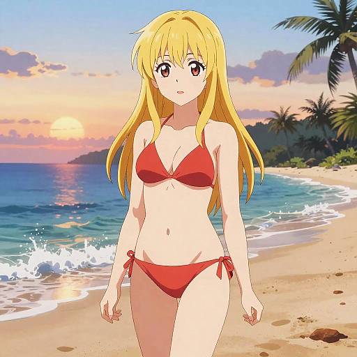 Rias Gremory on Tropical Beach