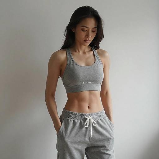 Fit Woman in Gray Sportswear Photo